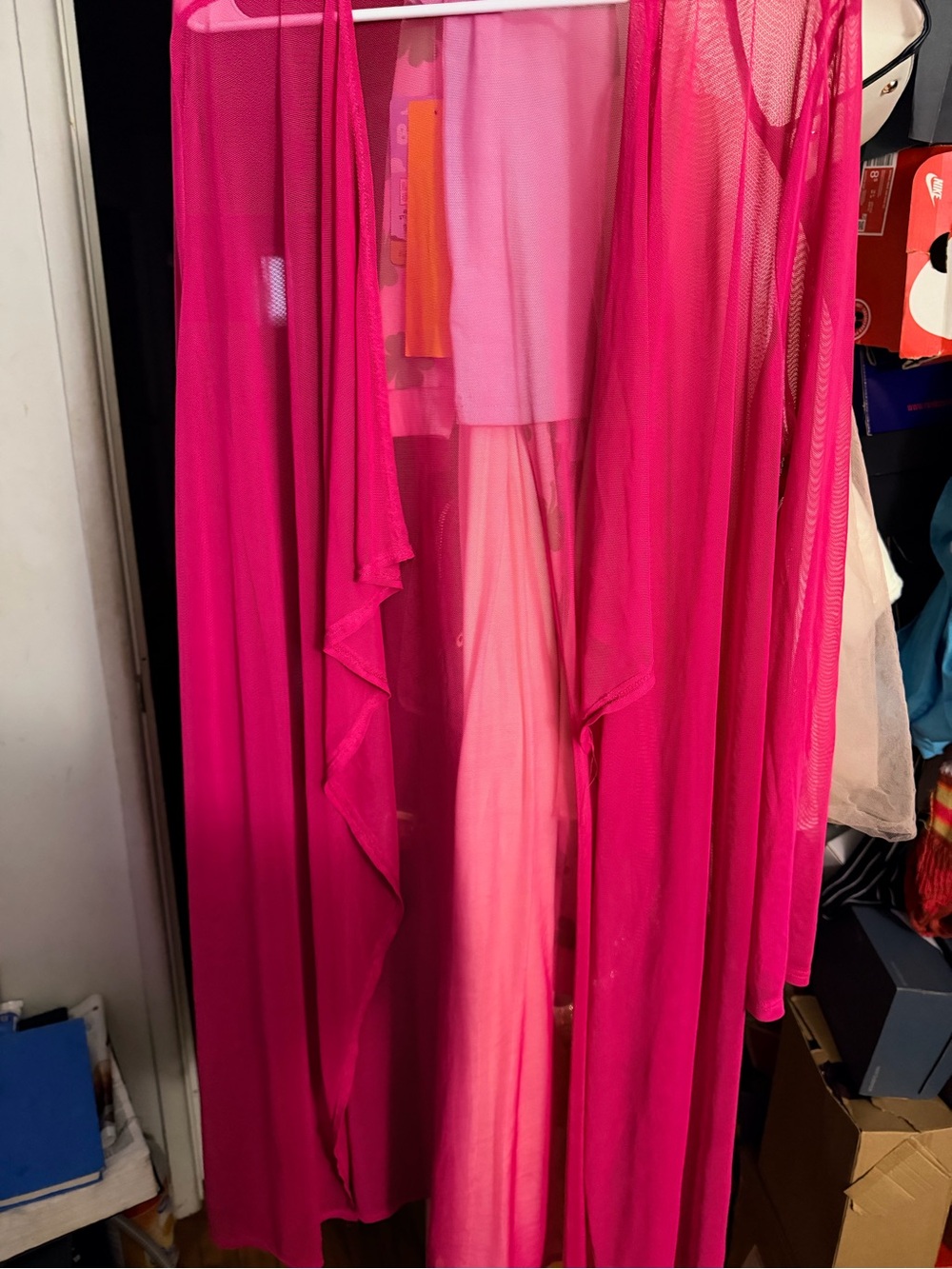 Bright Fuchsia Sheer Duster Cardigan